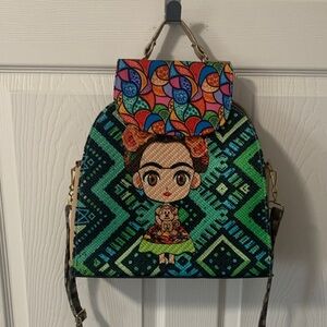 Colorful Frida Kahlo Patterned Women's Backpack/ Bag / Purse